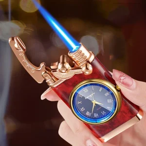 windproof gas lighter wrist watch cigar lighter outdoors jet double fire tube lighters gadgets for men cigarette accessories