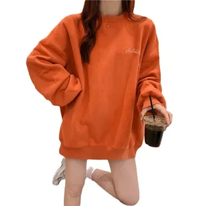 pullover sweatshirt women letter hoodies long sleeve o neck sweatshirts casual loose high street autumn 2025 spliced fleece