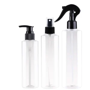 30/100/120/150/200/250ml empty clear cylinder round plastic pet bottle with tirgger/fine mist,sprayer, pump for travel refiill