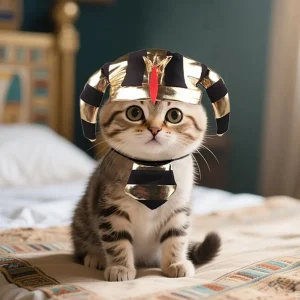comfortable with tie pet pharaoh hat set pet dress up adjustable pet cosplay costume cat dog with tie horn cap cat&dog
